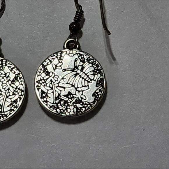 Brighton scrolled mixed metals floral French wire earrings - Picture 5 of 6